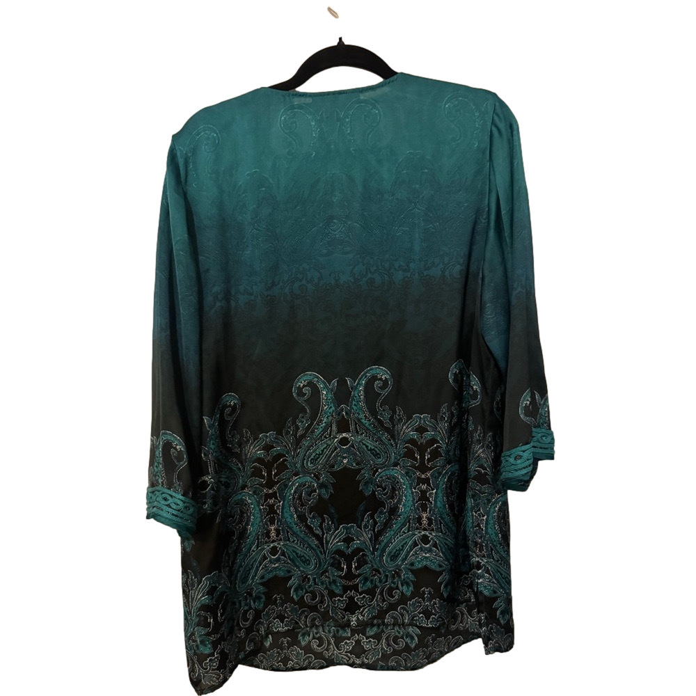 Jones New York Teal and Black Embroidered Tunic - Picture 5 of 9